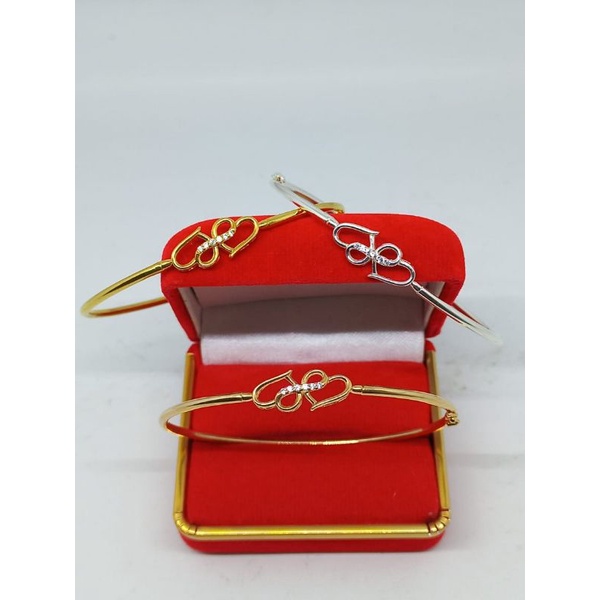 GELANG BANGLE PIPA LOVE DOUBLE MP / GELANG PERAK ASLI SILVER 925 LAPIS EMAS/ GELANG FASHION TERBARU