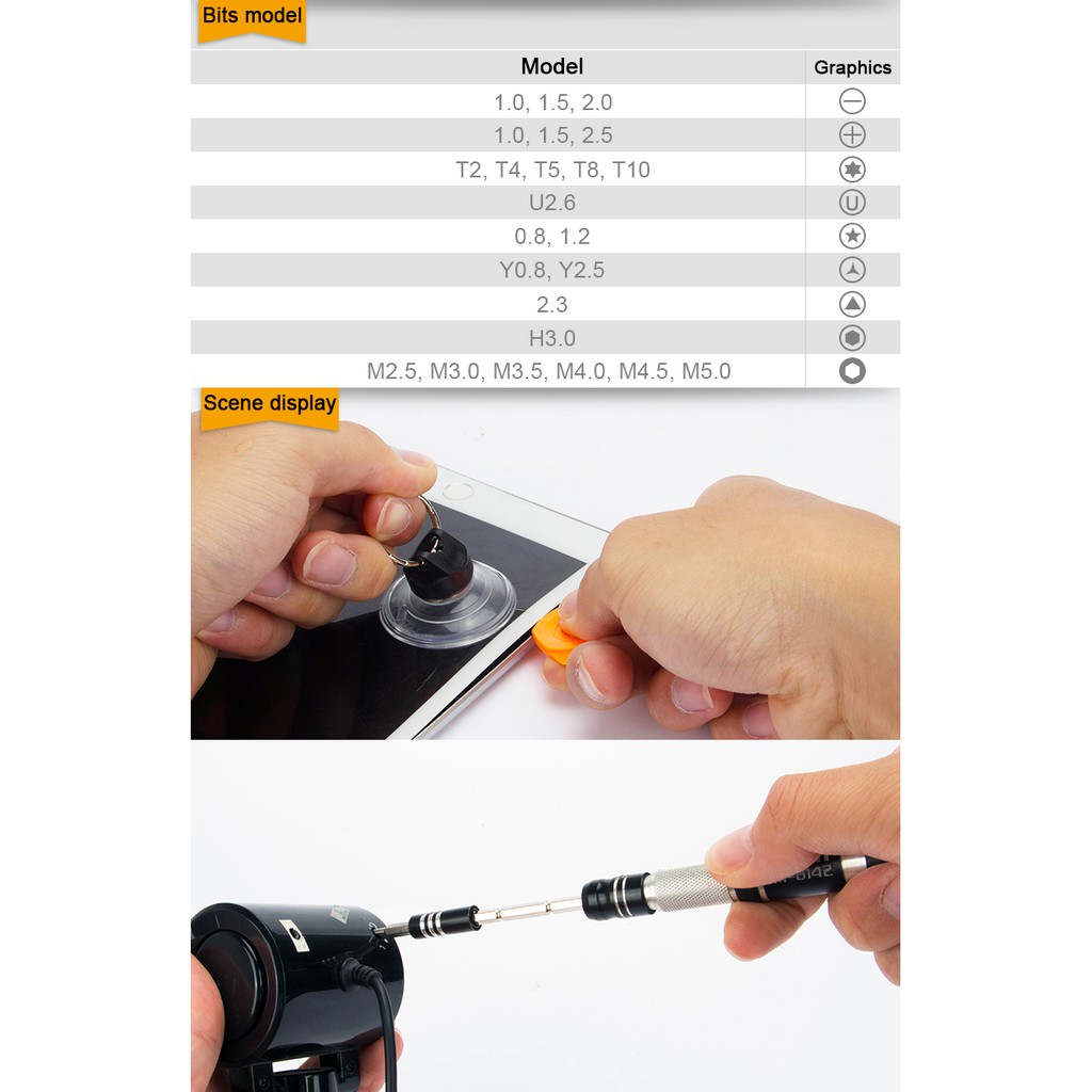 Jakemy JM-8142 29 IN 1 Obeng Aluminum Set Lengkap