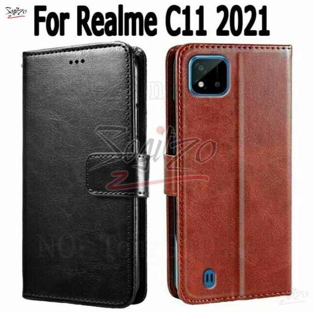 Flip Cover Case Realme C11 2021 Case  Leather Wallet Sarung Realme C11 2021 sogit20
