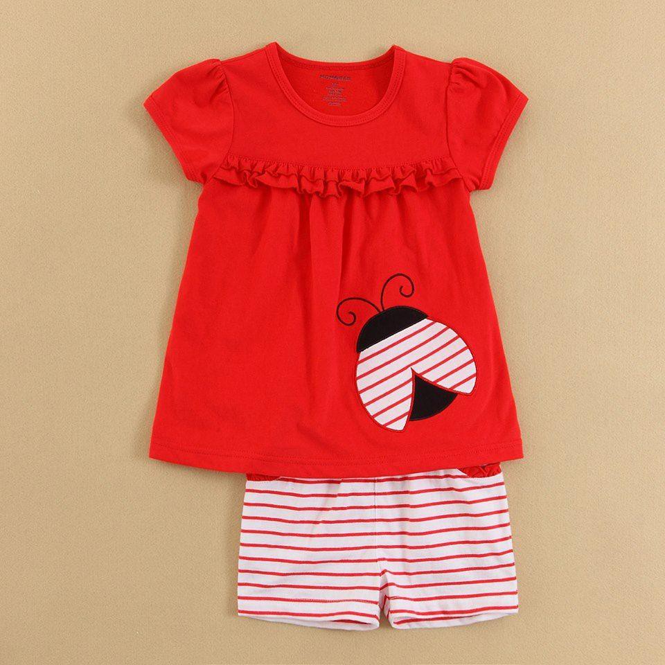 GIRL VEST SHORT SUIT BUG RED / SETELAN ANAK / BAJU MOMBAB / BAJU RUMAH