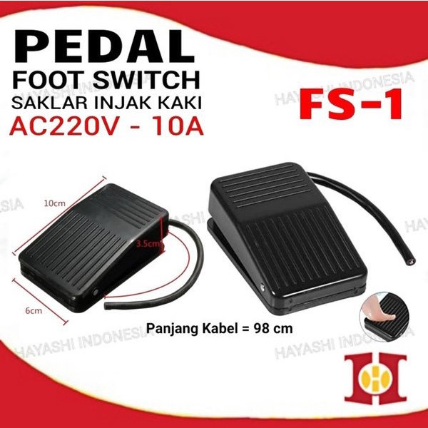 Foot Switch Saklar Injak Kaki Kaki AC 220V 10A 1No 1Nc Push On Off