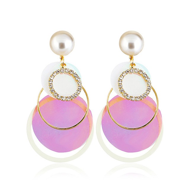 LRC Anting Tusuk Fashion Round Shape Decorated Earrings