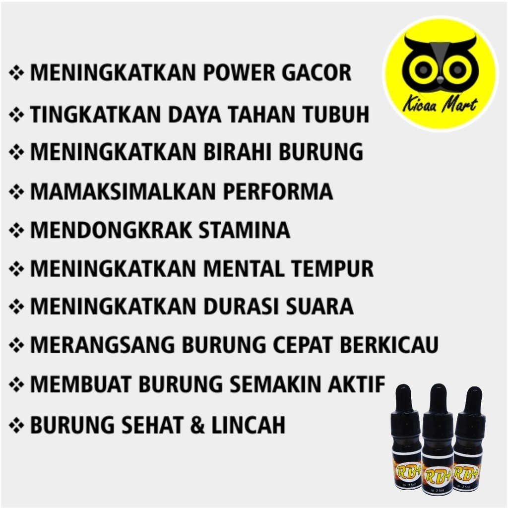 VITAMIN HARIAN LOMBA OBAT PENGGACOR BURUNG PLECI MURAI KACER RB + PLUS 2,5 ML POWER GACOR RB2ML