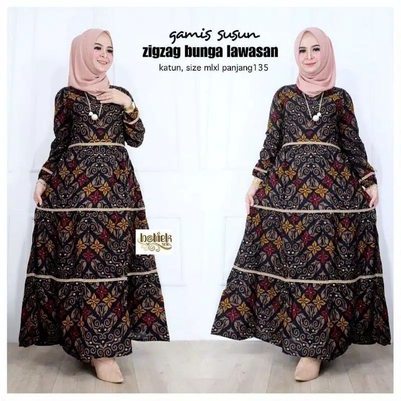 PROMO!!! GAMIS BATIK SUSUN ZIGZAG BUNGA LAWASAN