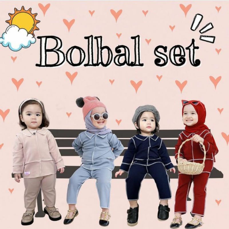 CETTA OFFICIAL (Bolbal Set) waffle UNIQLO bolba setelan bayi dan anak terbalik baju viral jahit luar