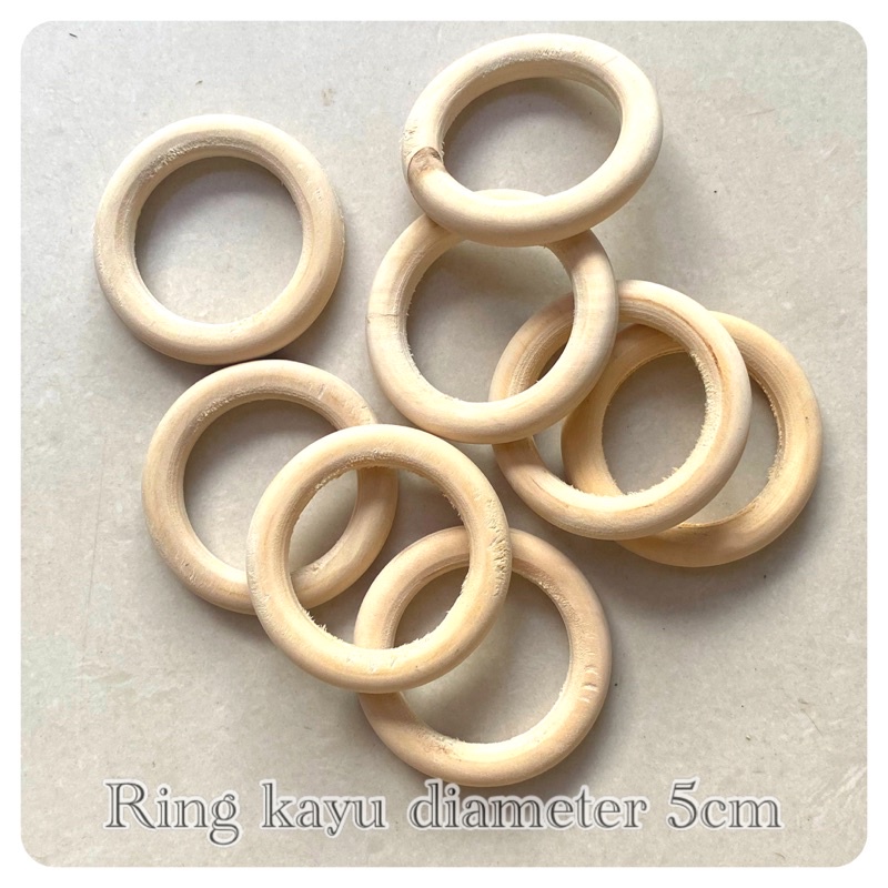 ring kayu macrame wooden ring 7cm 5cm 4cm 3cm