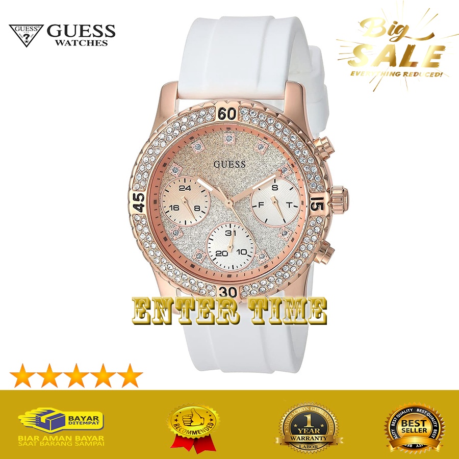 BIG SALE  JAM TANGAN WANITA IMPORT TERBARU MERK GUESS W1098L5 RUBBER STRAP JAM TANGAN FASHION WANITA