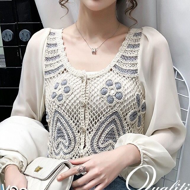 BLOUSE KOREAN STYLE/ BLOUSE RAJUT MIX SIFON/ BLOUSE IMPORT KOREAN LOOK