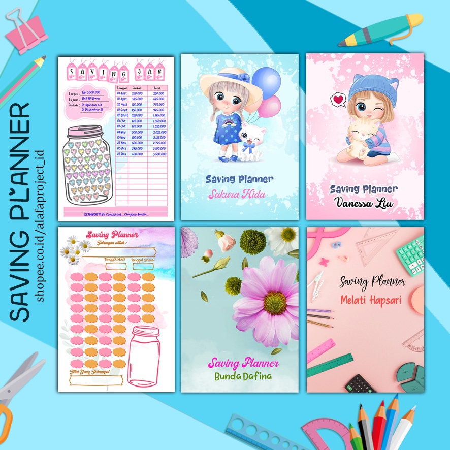 

AlafaProject 21-24 Saving Planner Saving Challenge Saving Tracker Buku Catatan Keuangan Buku Tabungan