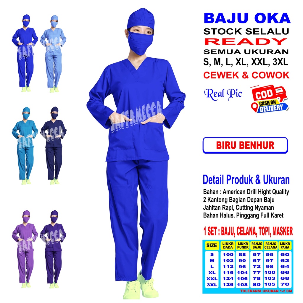 OKA   BAJU OK   BAJU OKA   BAJU MEDIS   BAJU JAGA   SCRUB MEDIS LENGAN PANJANG B READY