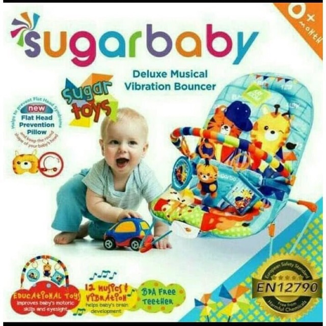 Bouncer Bayi Sugar Baby Deluxe Musical Vibration Bouncer 1 Recline