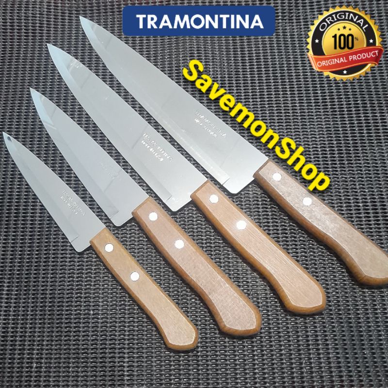Pisau Tramontina 5/6/7/8/9 Inch Original Brazil | Pisau Daging Gagang Kayu | Pisau Dapur Stainless