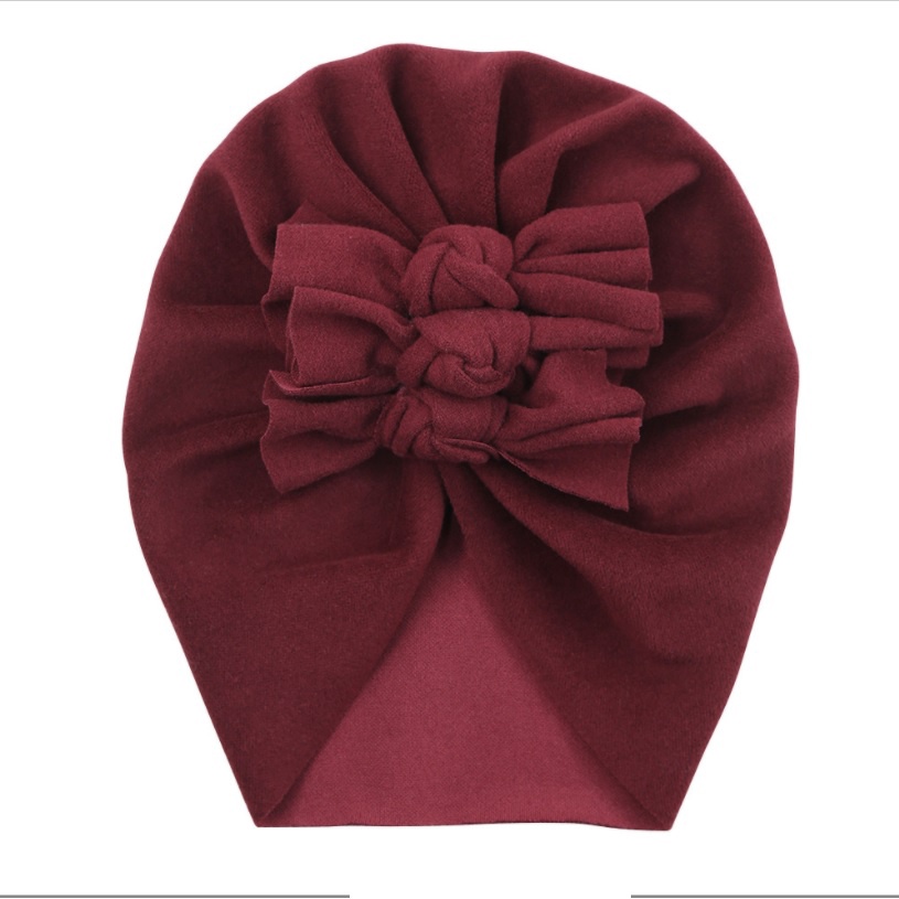 T-87 NEW Turban / topi anak bayi motif tiga pita kualitas premium-10.Merah maroon