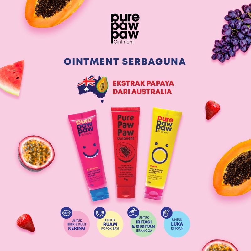 Pure Paw Paw Original Ointment BPOM 25 gr - Krim Gel Salep Multifungsi ( Lip Balm, Ruam Popok ) - Body Care