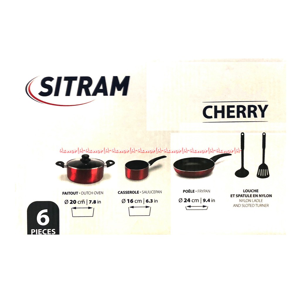 Sitram Cherry Set Panci dan Spatula 6pcs Perlengkapan Masak