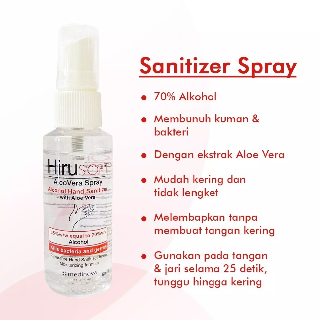 PERA633 HIRUSOFT HAND SANITIZER ALCOVERA SPRAY 50ML