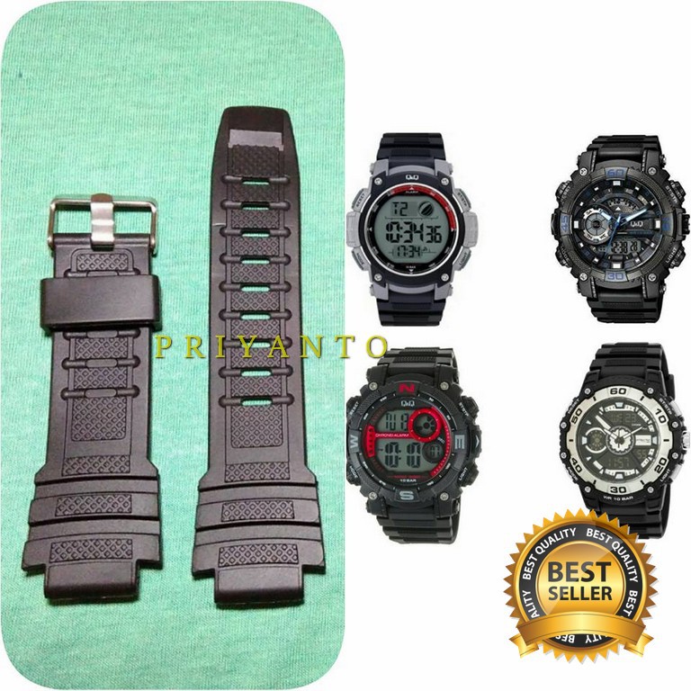 STRAP TALI JAM TANGAN QQ QmQ Q&amp;Q DE10 Q&amp;Q M119 Q&amp;Q M133 Q&amp;Q GW87 Rubber Strap