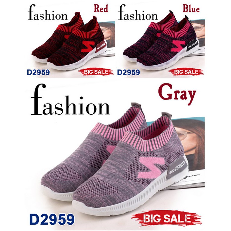 SV - Slip On Shoes Fashion D2959 (Size 36-40) Sepatu Rajutan Wanita