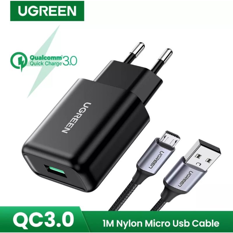 UGREEN 18W 10W CHARGER + Kabel Micro USB QC 3.0 Fast Charging