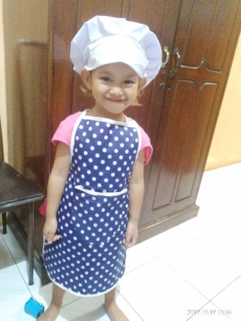 ✔️✔️cod Celemek Anak Plus Topi Apron Anak Plus Topi