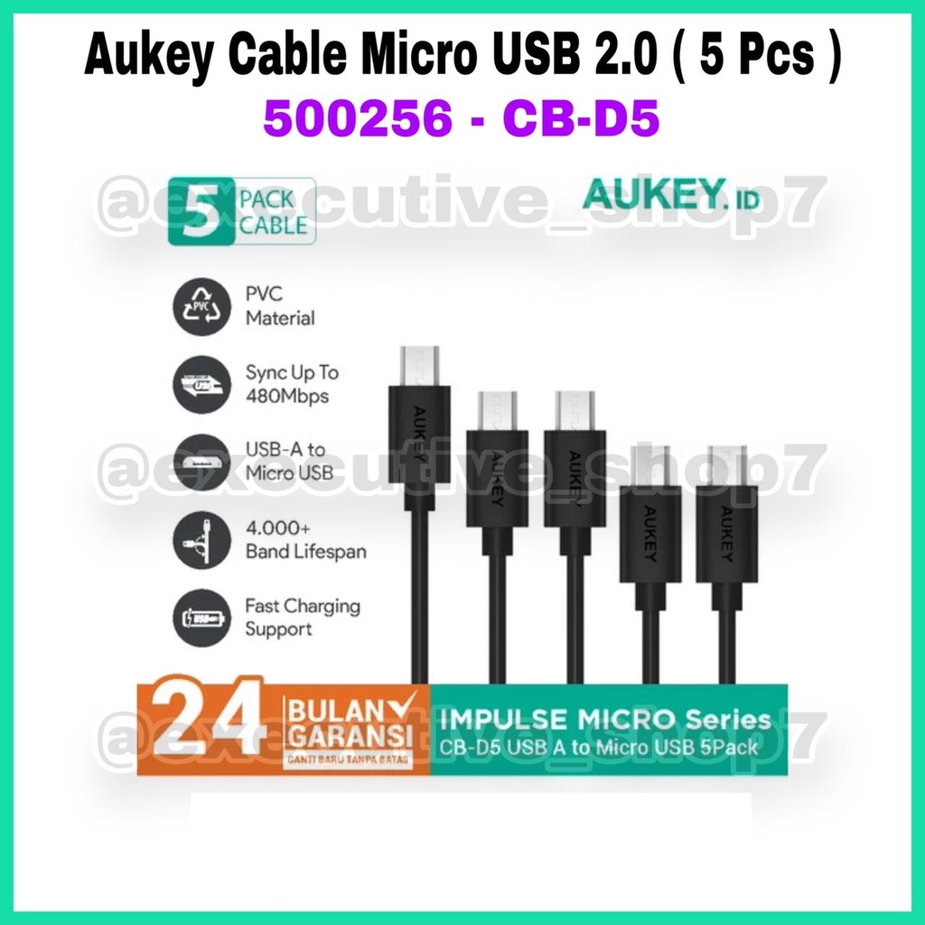 Aukey Cable Micro USB ( 5 Pcs ) - SKU : 500256 / 500089