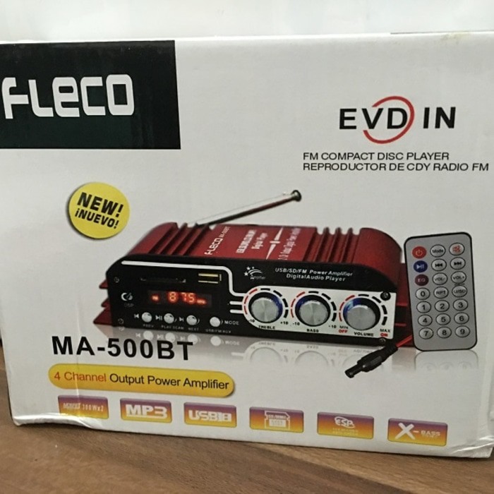 Fleco Amplifier MA500 BT Ampli Car USB SD DVD CD FM MP3