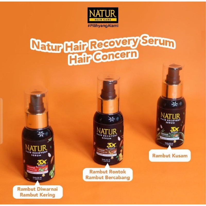 Natur Hair Recovery Serum Almond &amp; Ginseng Oil Rambut Rontok