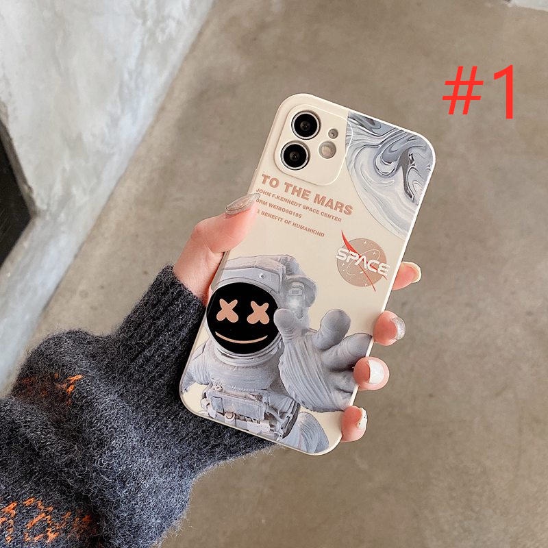 Fashion Space Astronaut Soft Case OPPO A71 Realme 5 5S 5i C3 C15 C12 Narzo 20 7i C17 8 Pro Black Casing Xiaomi Redmi Note 8 9 10 Pro