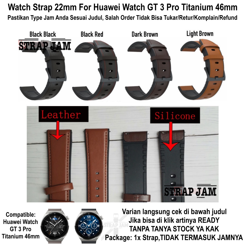 HYBRID 22mm Strap Huawei Watch GT3 GT 3 Pro 46mm - Tali Jam 2 In 1 Rubber Plus Leather