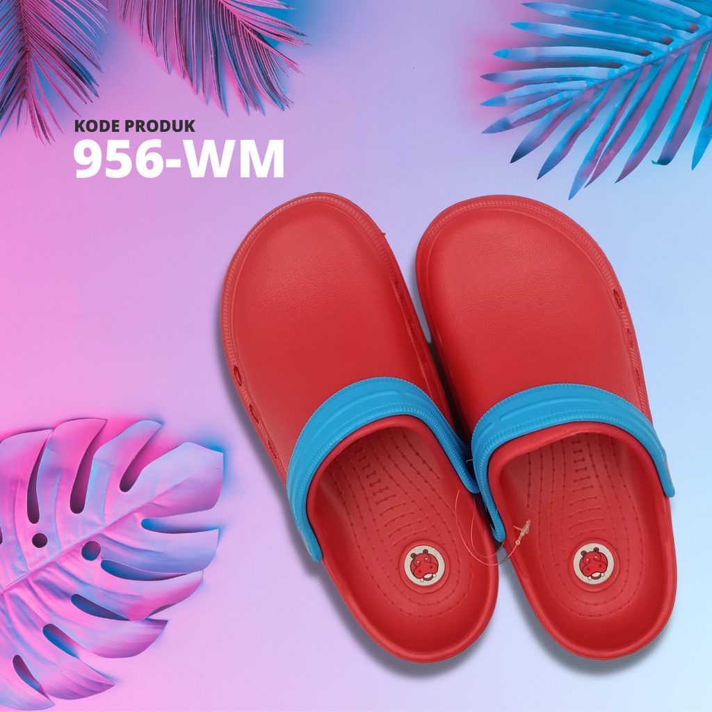 Sandal Baim Sendal Kodok Sandal Slop Sandal Rumah Sandal Perawat Pria Wanita Anti Slip Anti Air Lentur-Merah