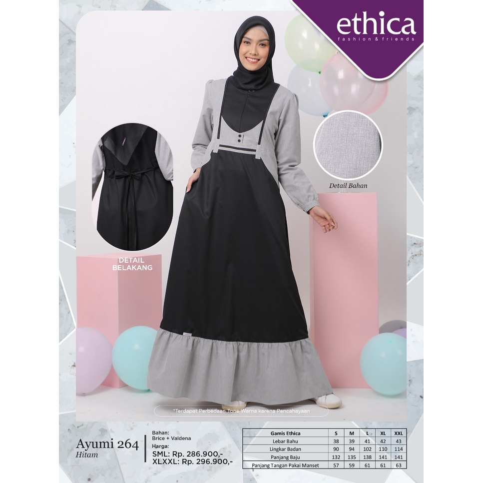 DRESS ONLY ETHICA ORIGINAL AYUMI 264 DUSTY PINK HITAM MINT GREEN GAMIS DEWASA GAMIS ETHICA 2022