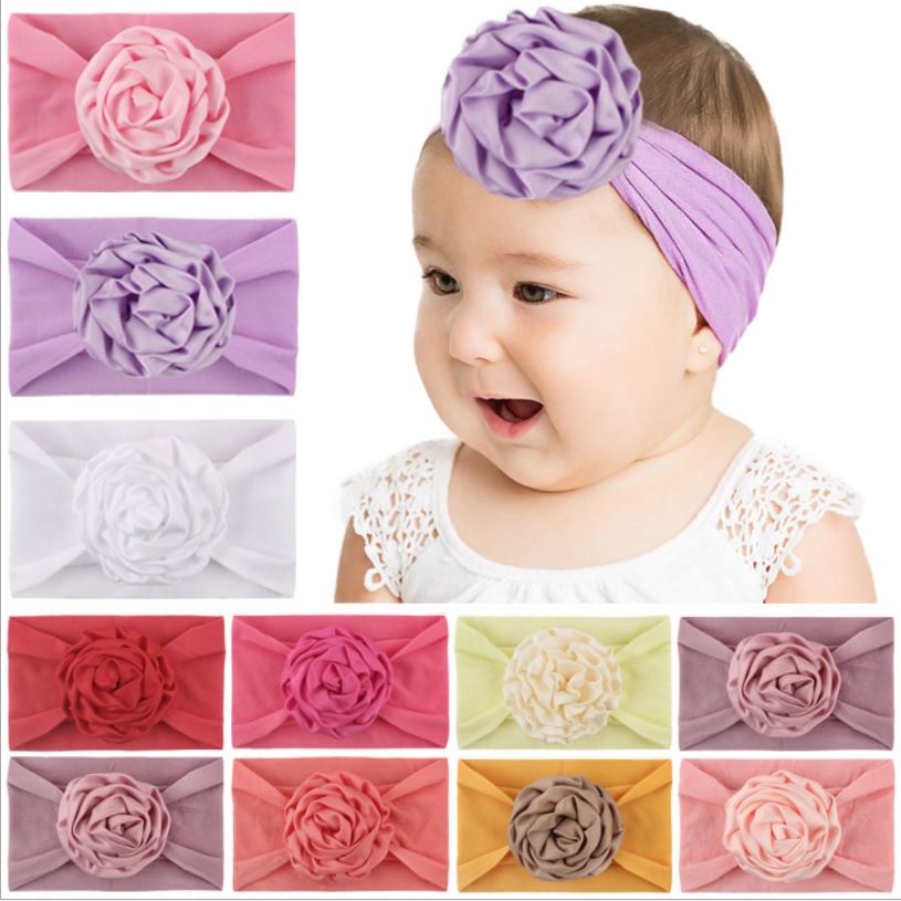 Bandana kain bayi / bando kain anak motif bunga 3D premium nilon lembut