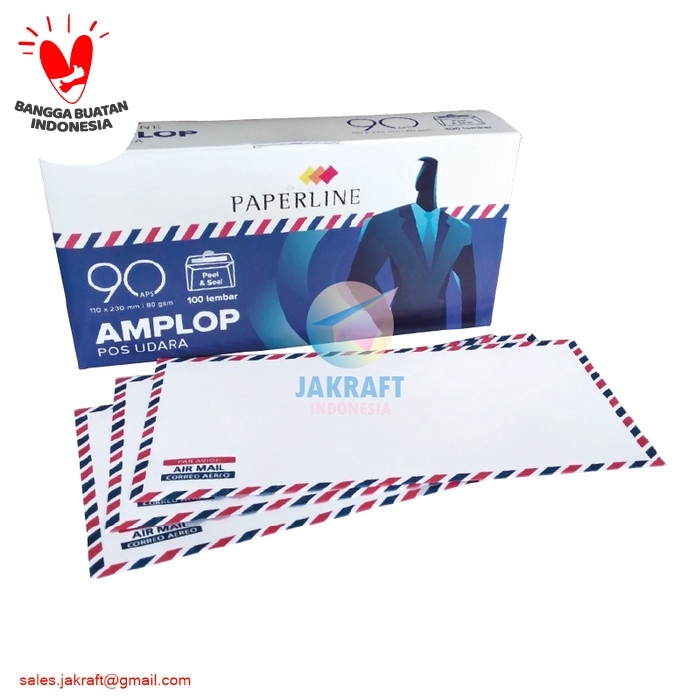 

Menyurat-Surat- Amplop Putih Airmail Paperline 90 Dl 110 X 230 Mm 80 Gram Gsm Isi 100 -Surat-