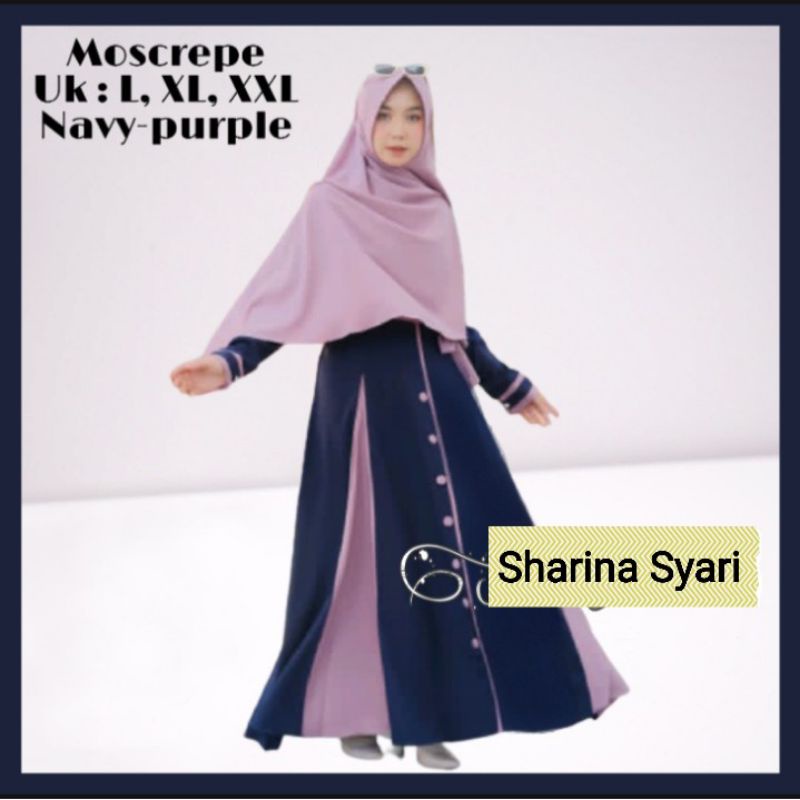 Baju Gamis Dress Busui Sleting Depan Wanita Syari Muslim Kancing Bawah Plus Free Khimar Hijab Jilbab