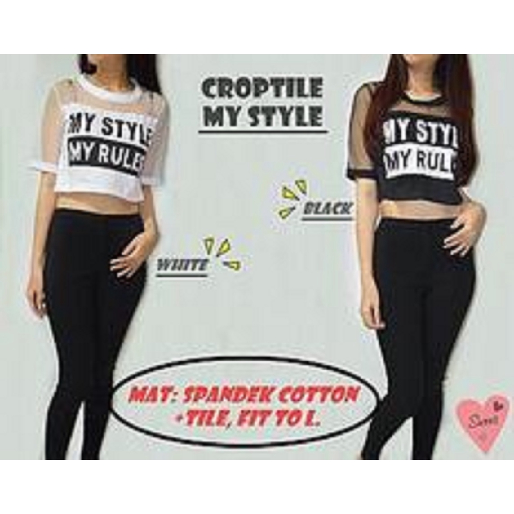 [Croptile My Style BC]Kaos wanita spandek HITAM/PUTIH