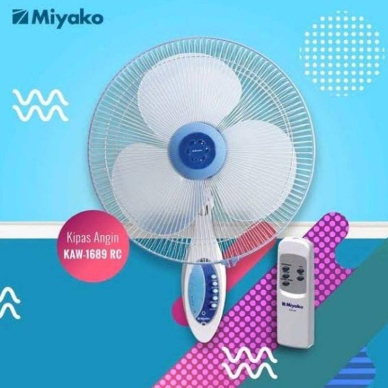 KIPAS ANGIN NEMPEL TEMPEL DITEMPEL PASANG DIPASANG DI DINDING WALL FAN MIYAKO KAW 1689 RC 1689RC KAW