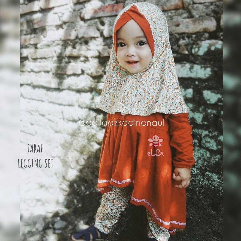 Baju Muslim Anak Perempuan - Setelan Anak Muslim Perempuan - Gamis Anak Perempuan -  Farah Set