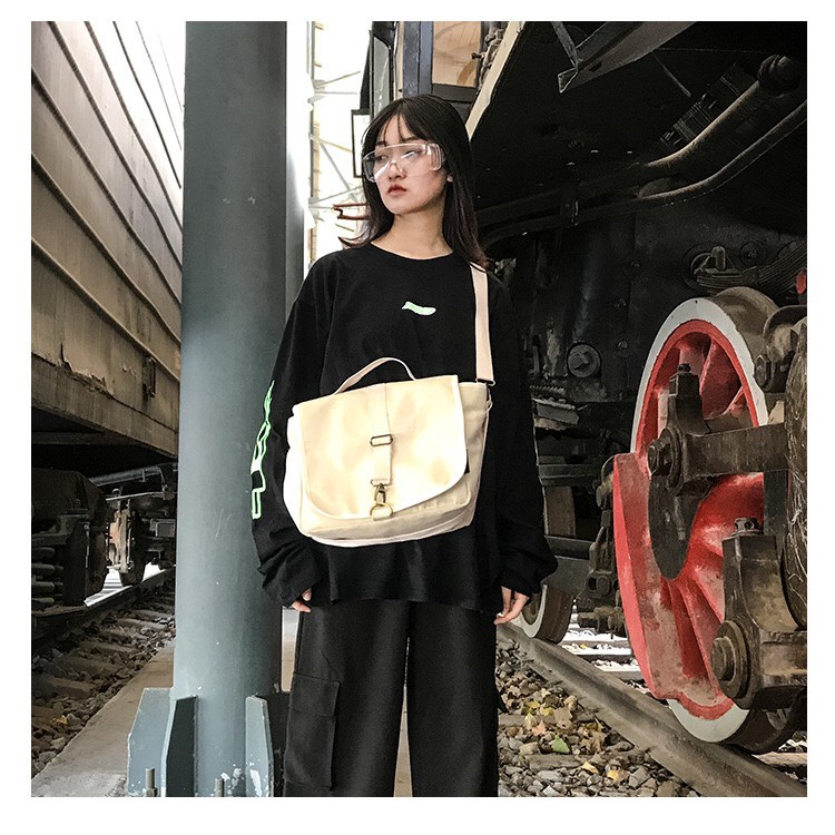 More584 TX Unisex Korean Kanvas Slingbag Plain / Tas wanita Casual /Woman Canvas Bag / Tas selempang