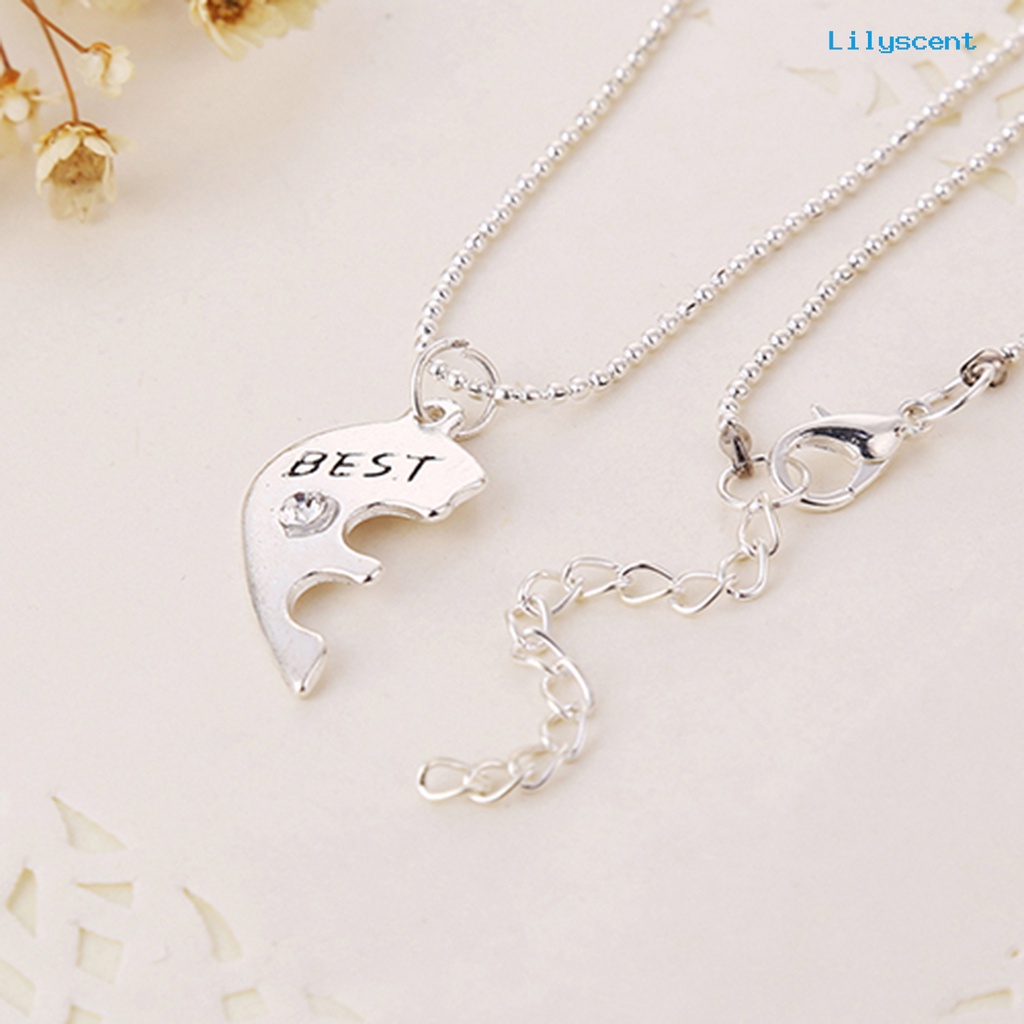 Lc 3Pcs / Set Kalung Rantai Dengan Liontin Hati Motif Ukir Tulisan Best Friends Forever Untuk Kencan