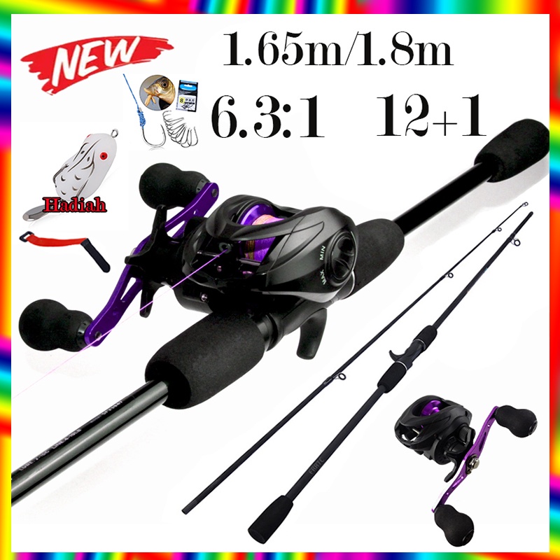 Joran pancing Fishing Rod  Metal 6.3:1 Spinnning Fishing Reel Set  Pancing Alat Pancing 1.65m 1.8m Alat Pancing Mancing Alat Pancing Murah Termurah Alat Olahraga Joran Pancing Gulungan Pancing Joran Pancing Umpan Lure Hook Fishing Pole Fishing Gear