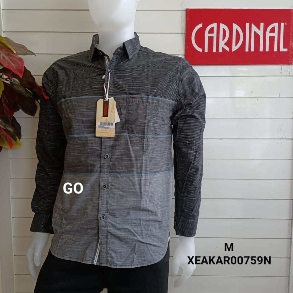 gos S-M CARDINAL KEMEJA CASUAL Pakaian Atasan Pria Kemeja Reguler Hem Casual Santai Lengan Panjang