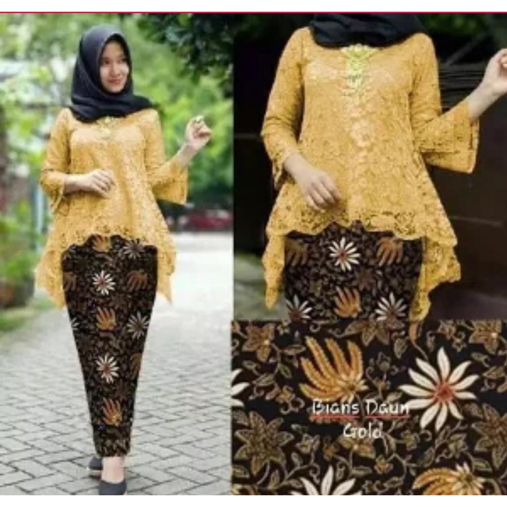 SB Collection Stelan Kebaya Melisa Blouse Brukat Dan Rok Plisket Maxi Super Jumbo Batik Wanita