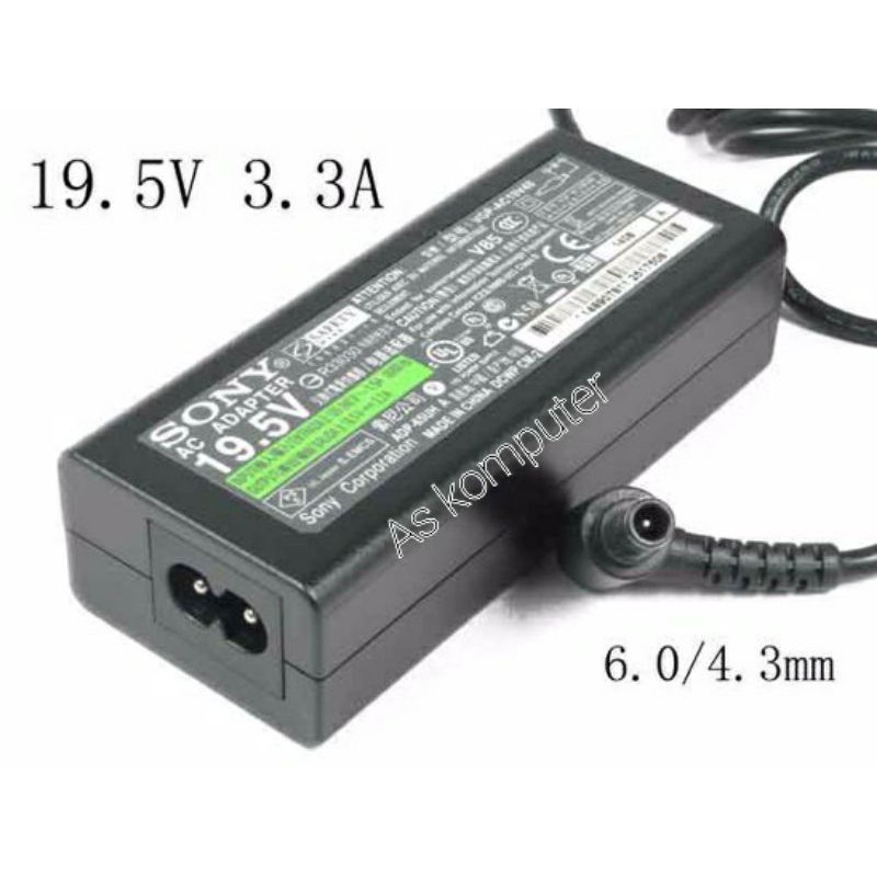 Adaptor Charger Sony Vaio 19.5V 3.3A VGN-E50B/S, VGN-E91B/B, VGN-E51B/D, VGN-E51B/S, VGN-E, Original