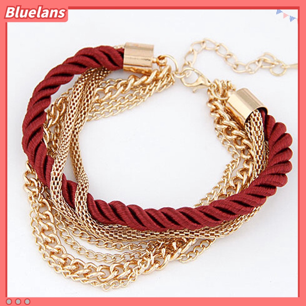 Gelang Rantai Multilayer Adjustable Bahan Alloy Metal Untuk Wanita