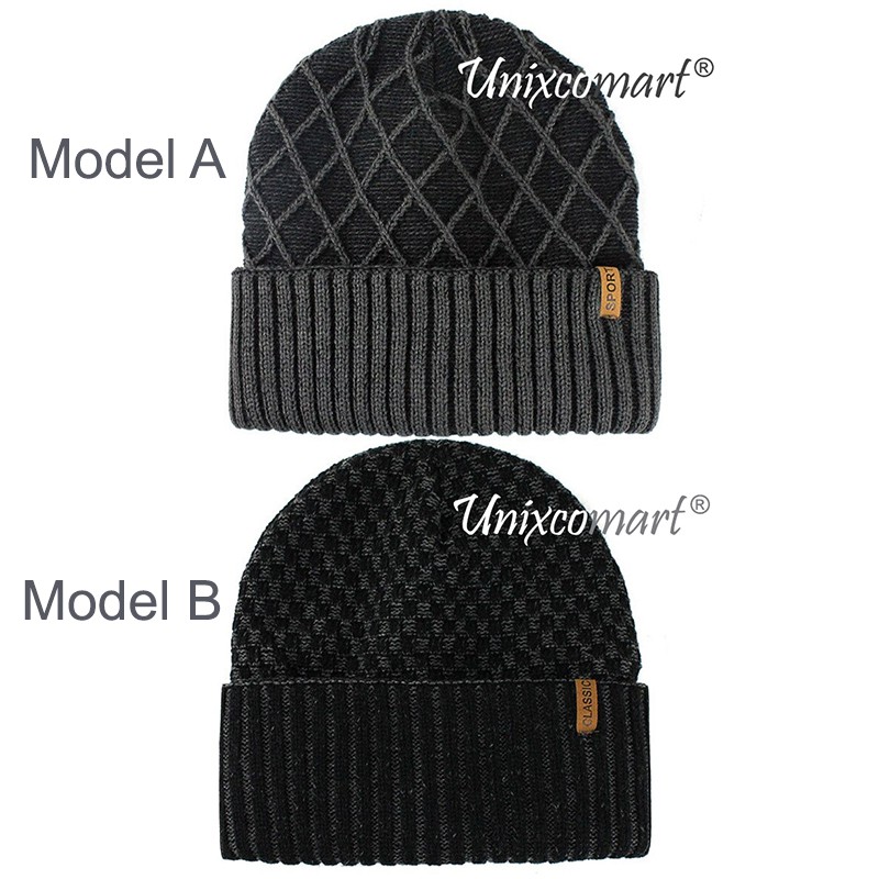 Topi Kupluk Beanie CHESS DIAMOND Topi Kupluk Dewasa Knitted Hat Bahan Rajut Tebal