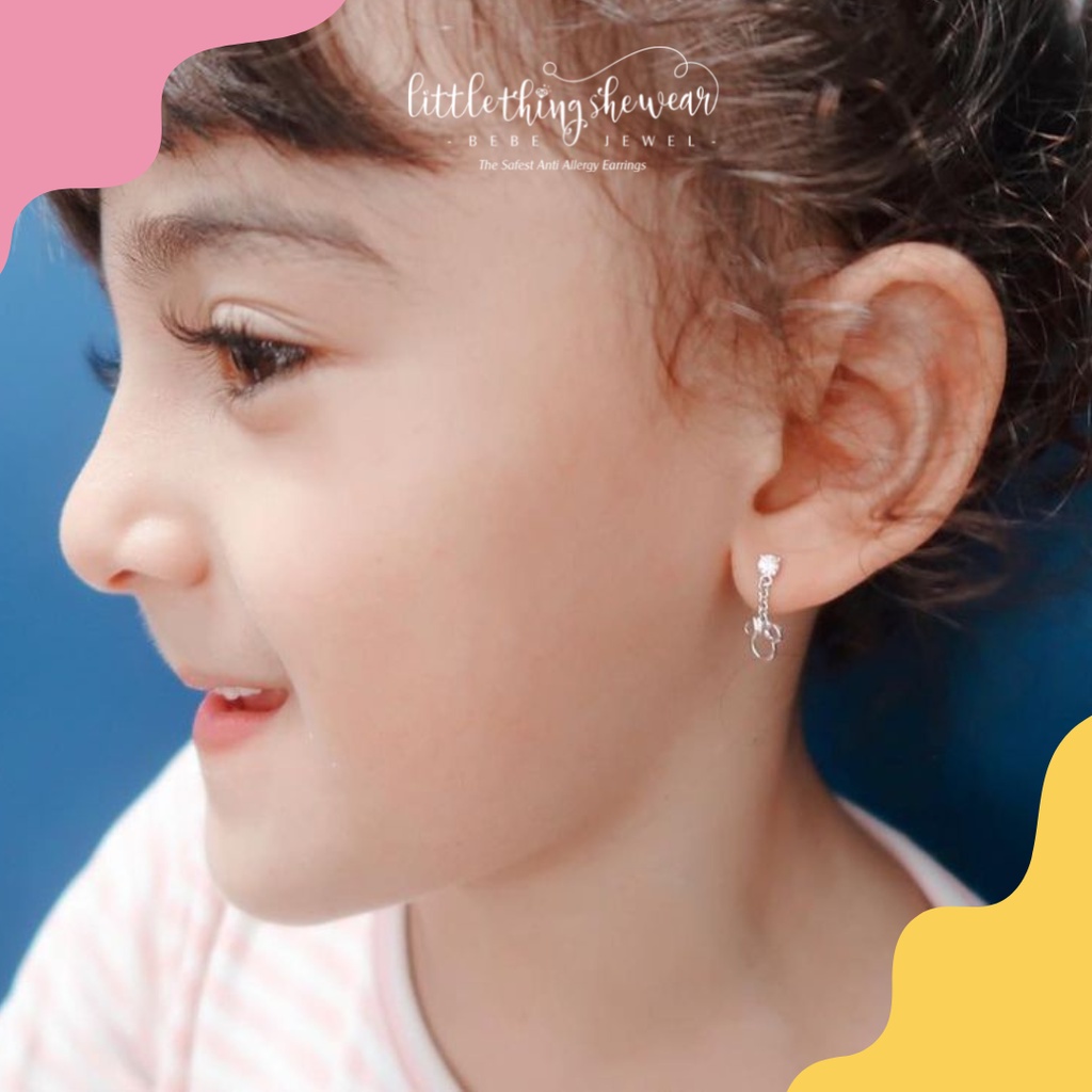 Anting Anak Littlethingshewear Lady Mouse Swarovski White Gold Toddler DP-LADY MOUSE 0,81gr