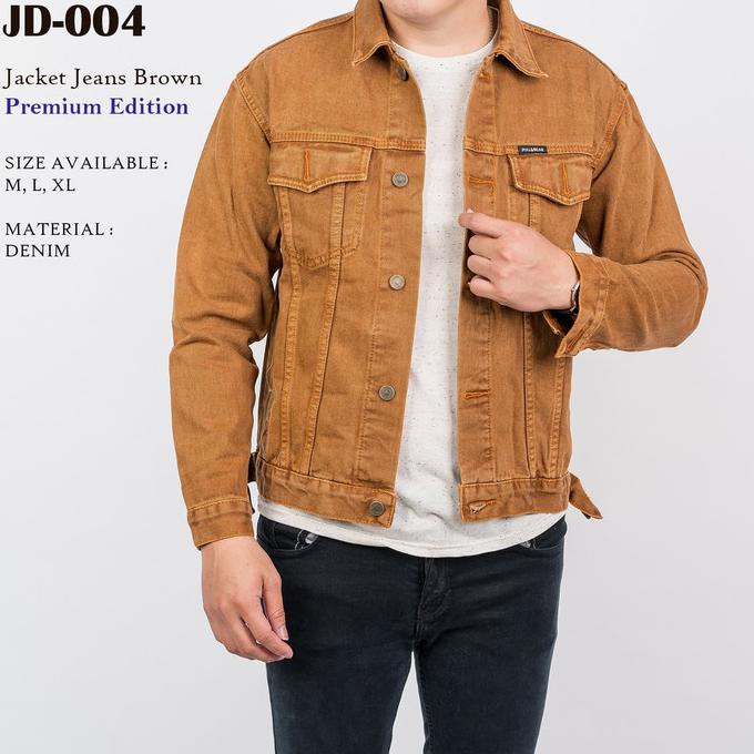 L.Awears JD-004 Jaket Denim Pria Brown Mild (M, L, XL)