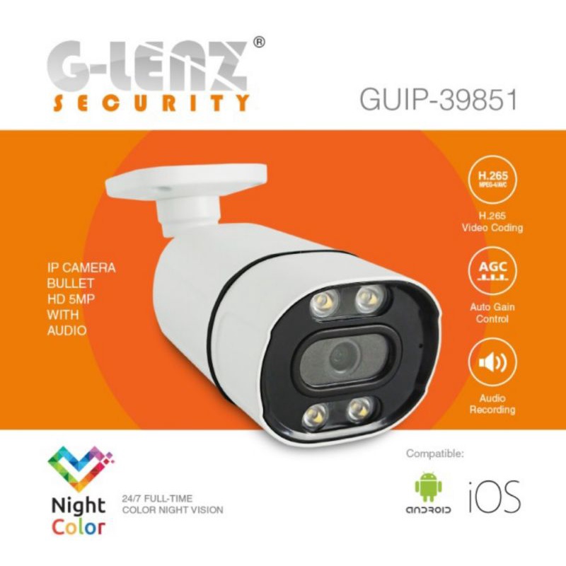 GLENZ CCTV OUTDOOR NIGHT COLOR TECH - CAMERA GUIP 39851 IPCAMERA 5MP