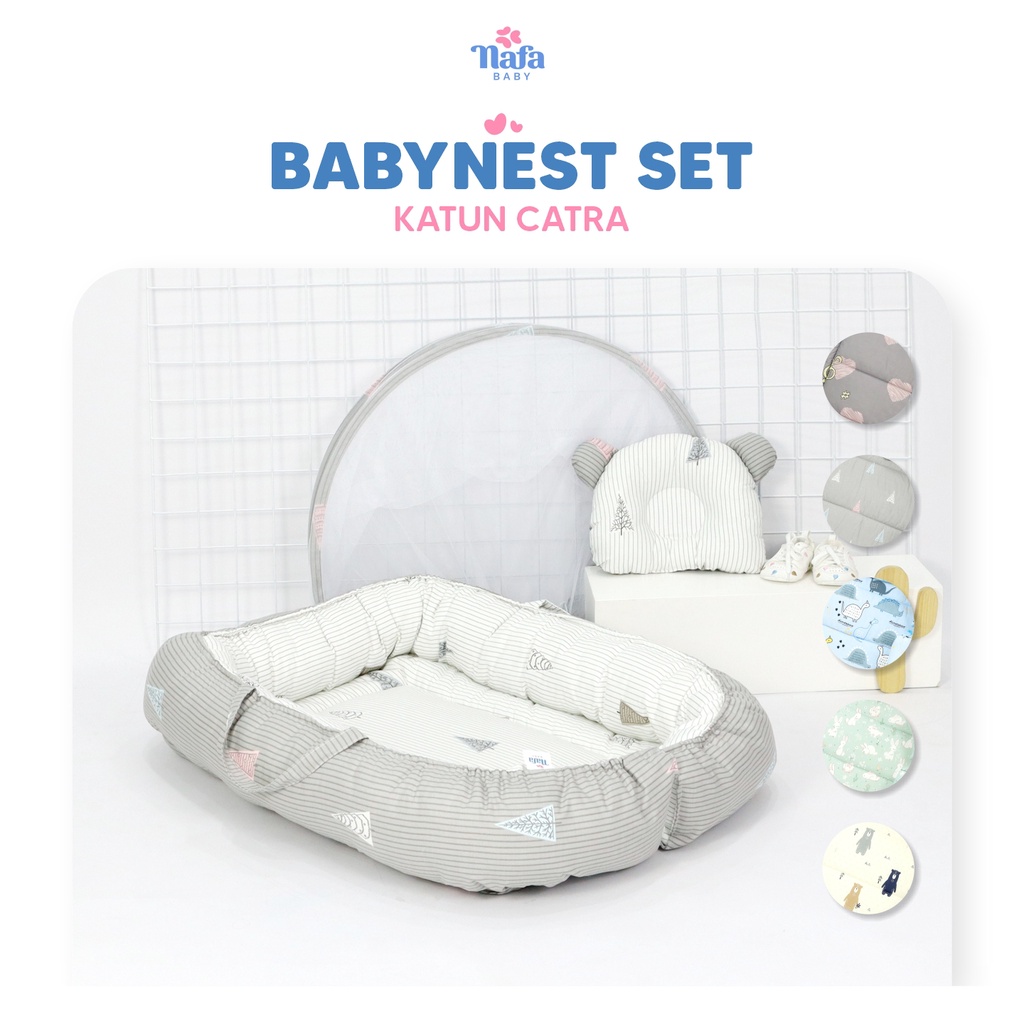 NAFA BABY - Baby Nest Boat Set Katun Bantal Kelambu All Motif