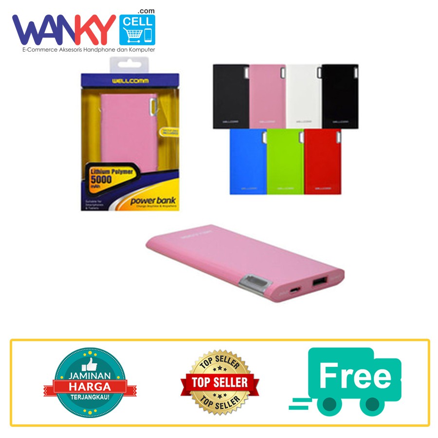 Wellcomm Power Bank AJ50 5000mAh  Real Capacity All Varian